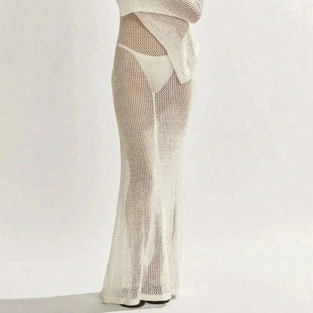 White Women's Sexy Backless Beach Cover-Up